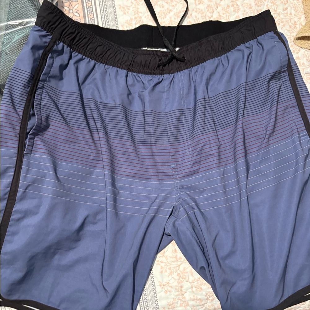 Travis Mathew Black and Light Gray Men's Swim Trunks